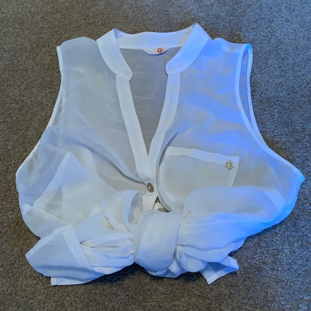 G by guess white sheer Blouse